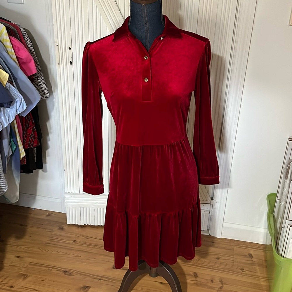 Jude Connally Ruby Velvet Henley size xs NWT